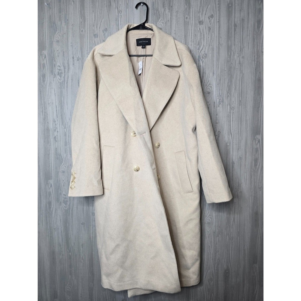 Ann Taylor Relaxed Cocoon Double Breasted Coat L Wool Blend Butter Pecan NWT